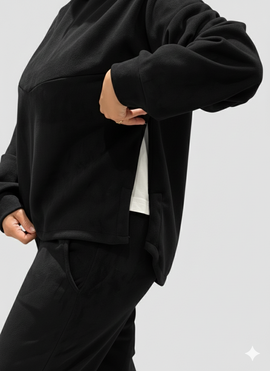 The Bloom Suede Set In Black