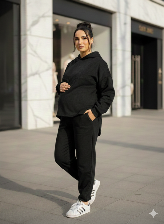 The Bloom Suede Set In Black